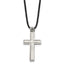 Sophia Jewelers Men's Stainless Steel Cross Necklace with Leather Cord
