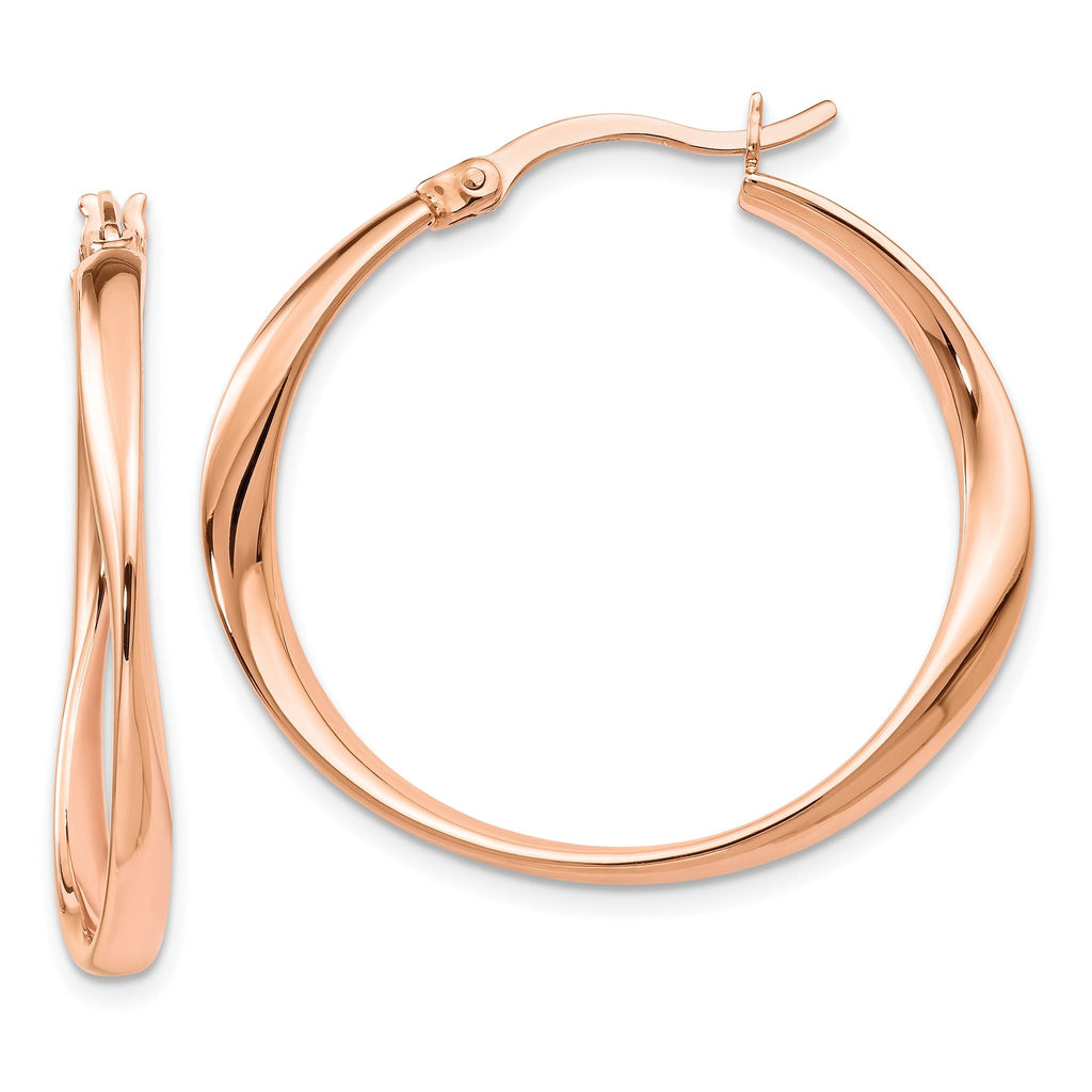 Sophia Jewelers Sterling Silver Rose Gold-Plated Polished Hoop Earrings Elegant Women's Design