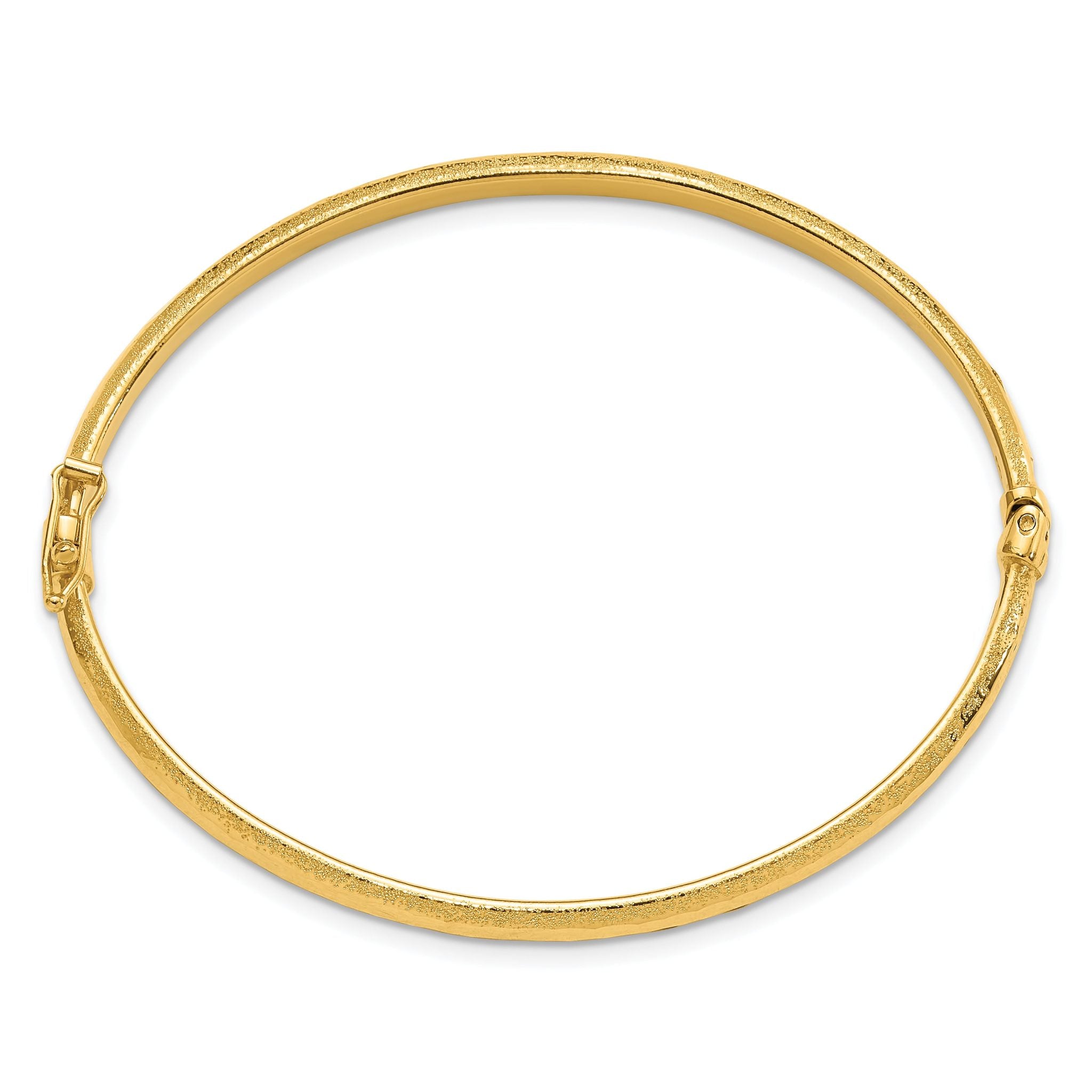 14K Diamond-cut and Laser-cut Fancy Hinged Bangle Bracelet Secondary image