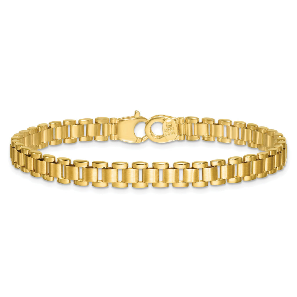 14k Polished and Brushed 6.25mm Fancy Link 8 inch Bracelet