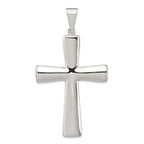 Sterling Silver 925 Polished Hollow Cross Pendant Elegant 62mm