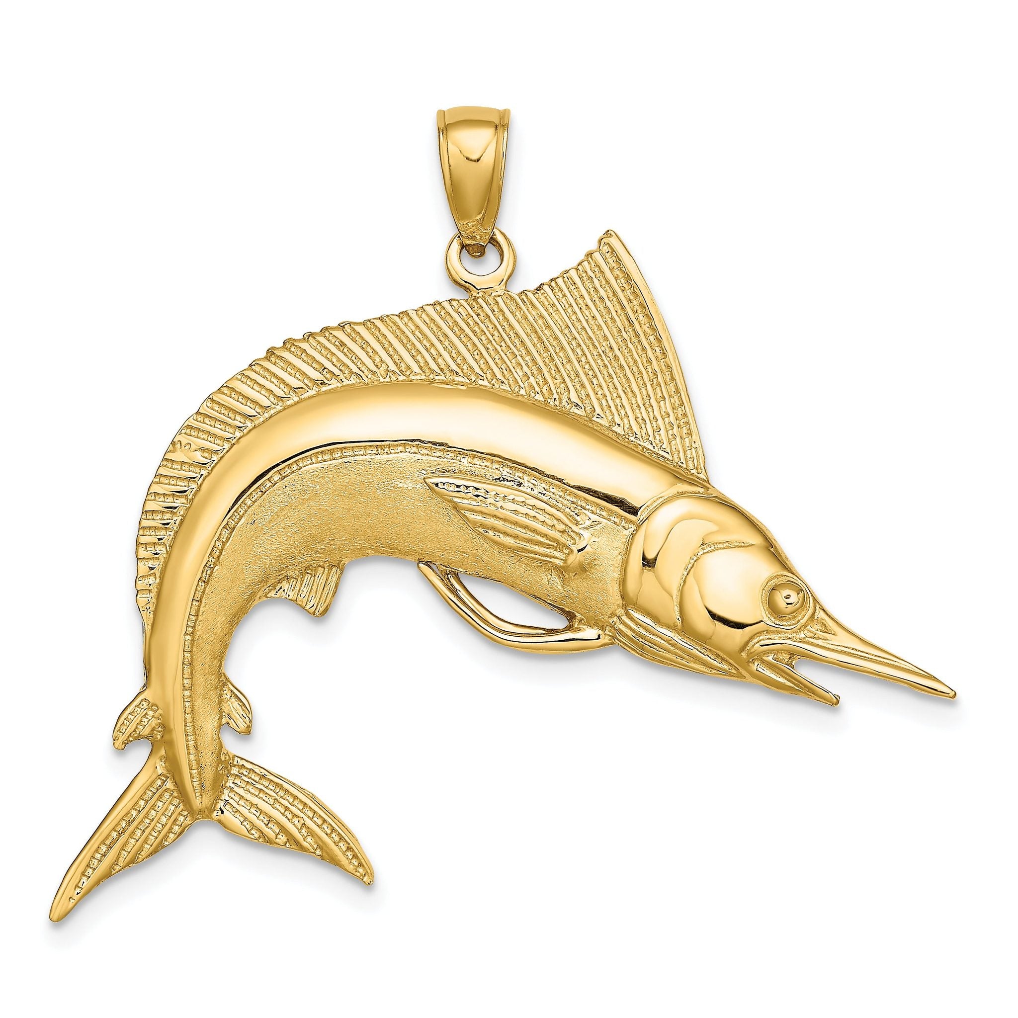 14K 2-D Polished / Satin STRIPED MARLIN Charm Main image