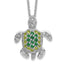 Cheryl M Sterling Silver Rhodium-plated Brilliant-cut Green Glass and Brilliant-cut White CZ Turtle 18 Inch Necklace
