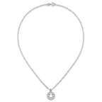 Sterling Silver Polished White CZ Smiley Face with Heart Eyes 16 inch Necklace