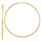 10K Gold Polished Endless Hoop Earrings for Women 54mm Hollow Design