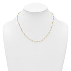 14k Two-tone Polished and Twisted Fancy Oval Links and Faceted Beads 18 inch Necklace