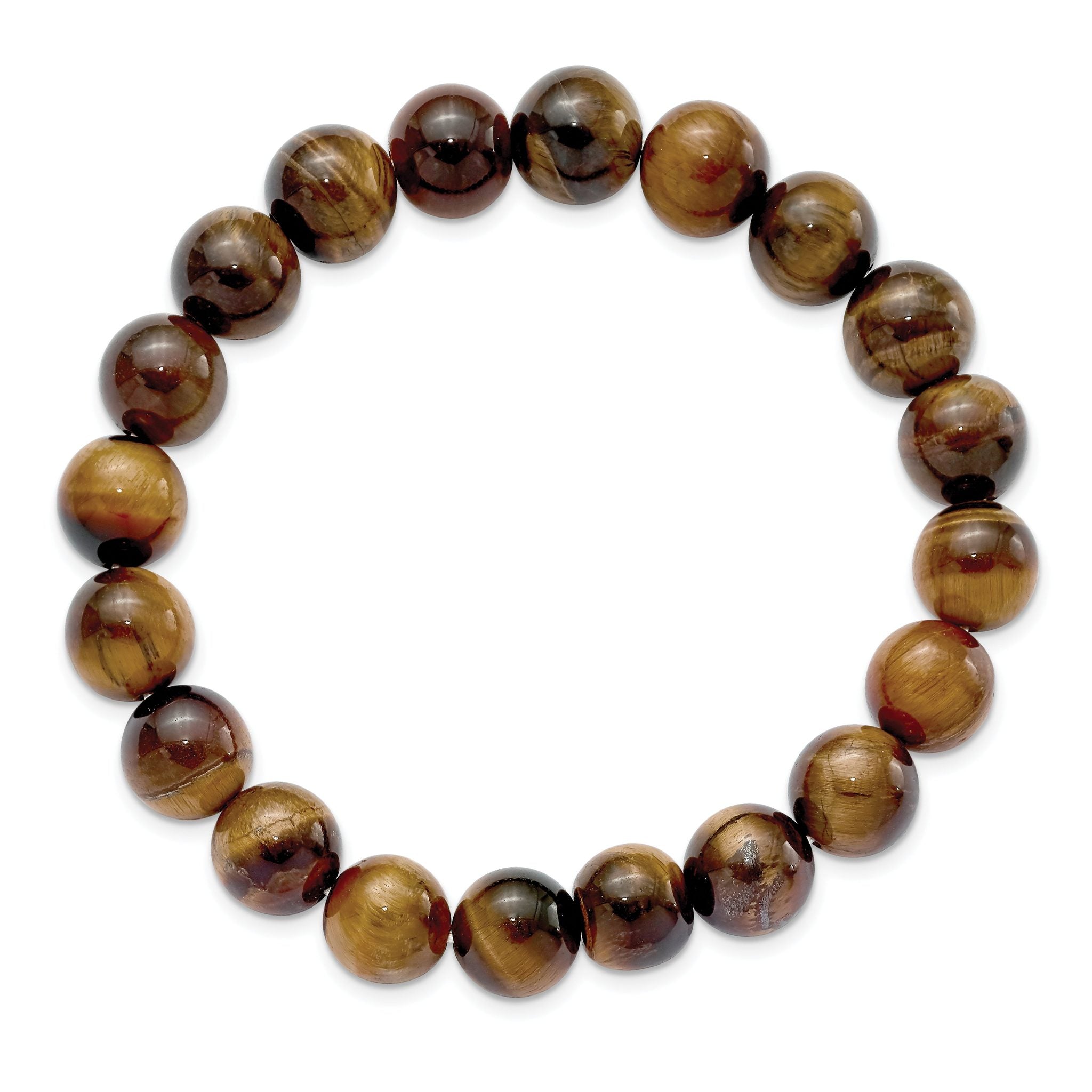 10mm Yellow Tiger's Eye Agate Beaded Stretch Bracelet Secondary image