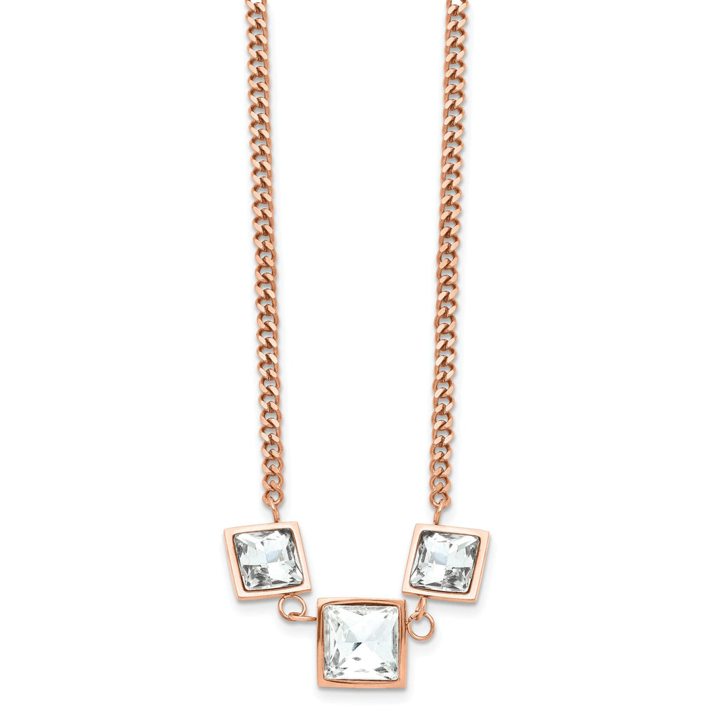 Polished Glass Necklace in Rose-Tone Stainless Steel