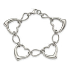Stainless Steel Polished Heart Link Bracelet for Women