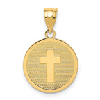 14K Gold Reversible Cross and GOD BLESS Solid Charm Polished Elegant Design