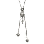 Sophia Jewelers Stainless Steel Polished CZ Skull Heart Adjustable Necklace