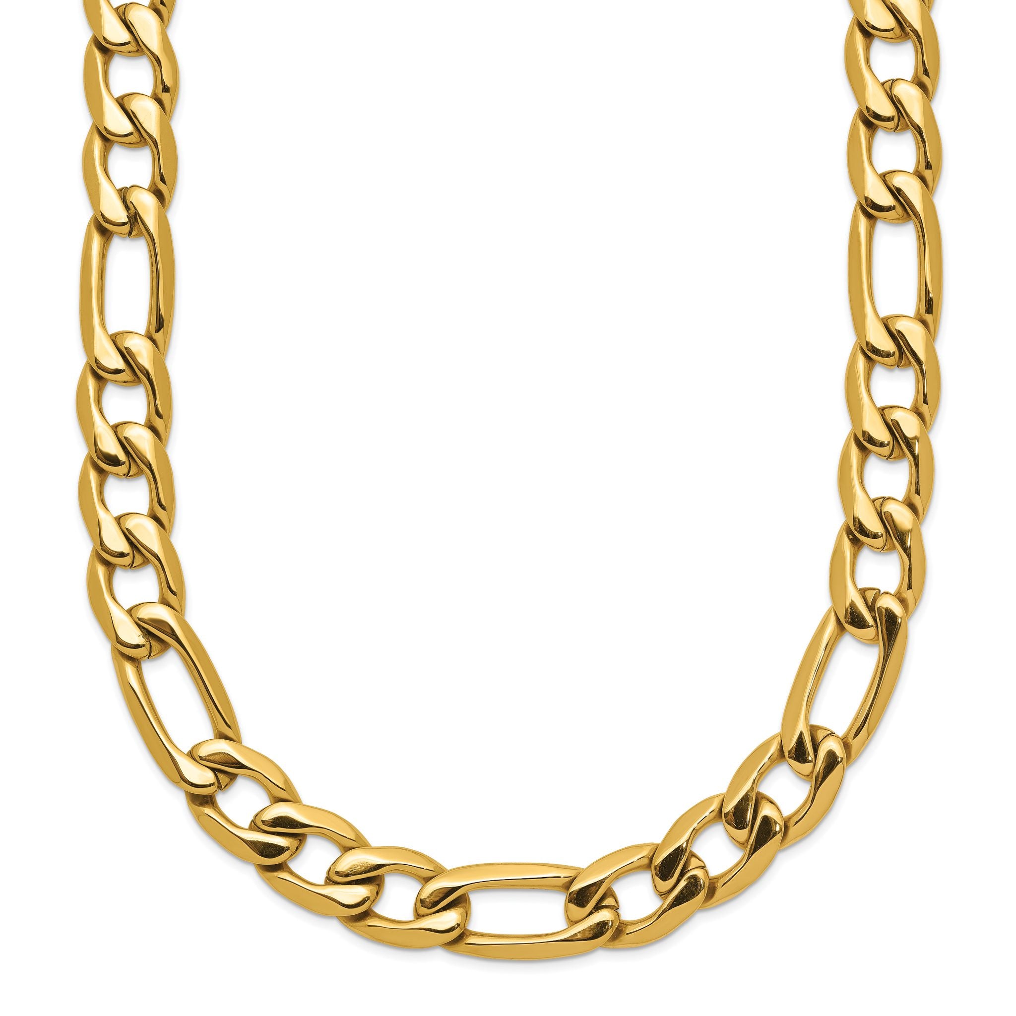 Chisel Stainless Steel Polished Yellow IP-plated 7.50mm 23.5 inch Figaro Necklace Main image