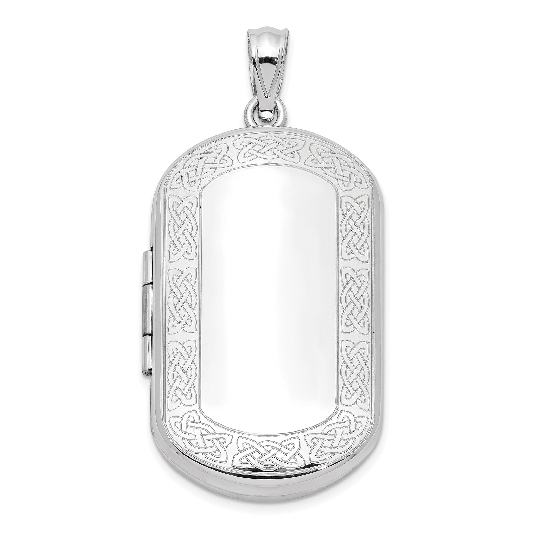 Sterling Silver Rhodium-plated Celtic Border Rectangular Locket Main image