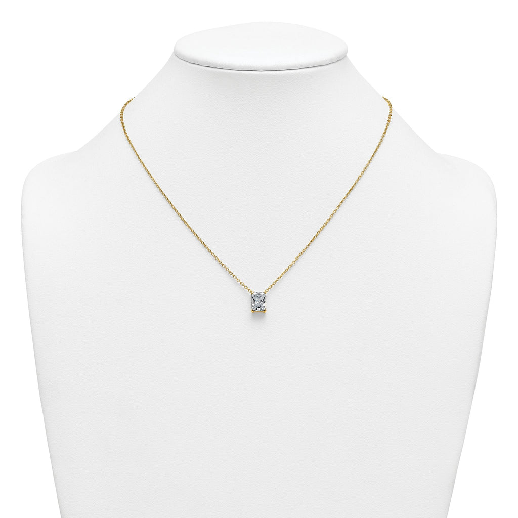 14k 2 1/2 carat Certified Lab Grown Diamond VS+ F+ Radiant Complete 18 inch Four Prong Pendant Necklace