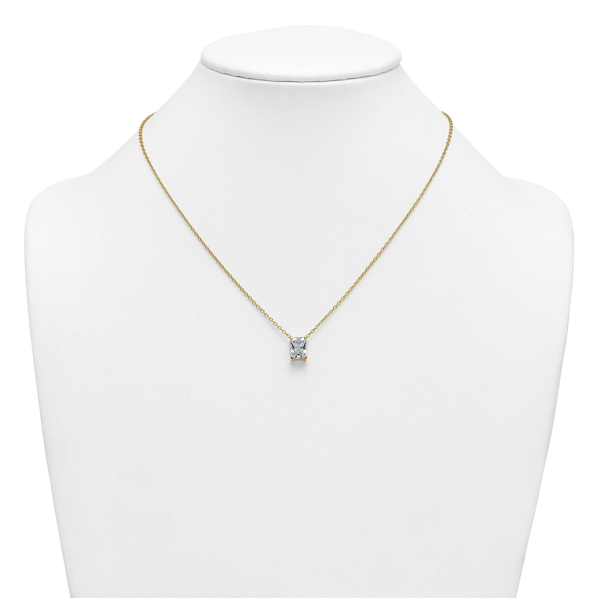 14k 2 1/2 carat Certified Lab Grown Diamond VS+ F+ Radiant Complete 18 inch Four Prong Pendant Necklace