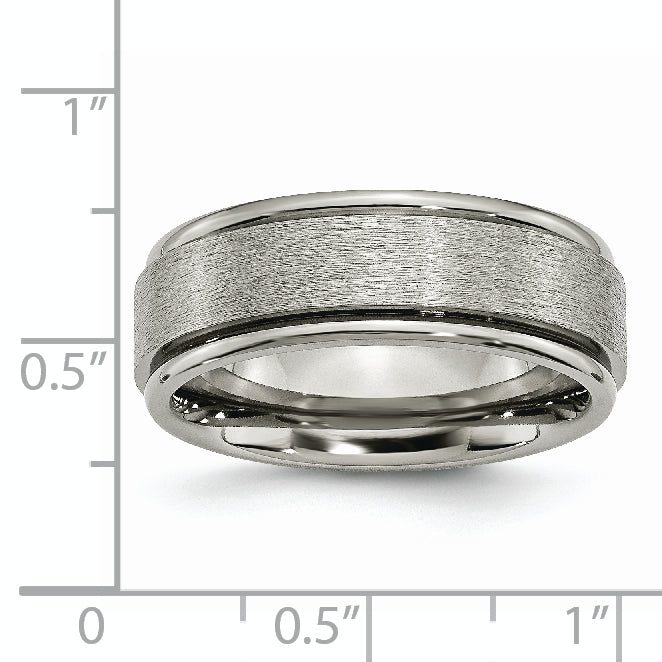 Ridged-Edge Comfort-Fit Wedding Band in Titanium, 8mm