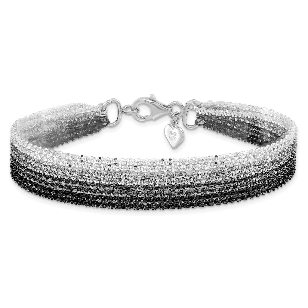 Sterling Silver Black Ruthenium-plated 8-Strand Bracelet