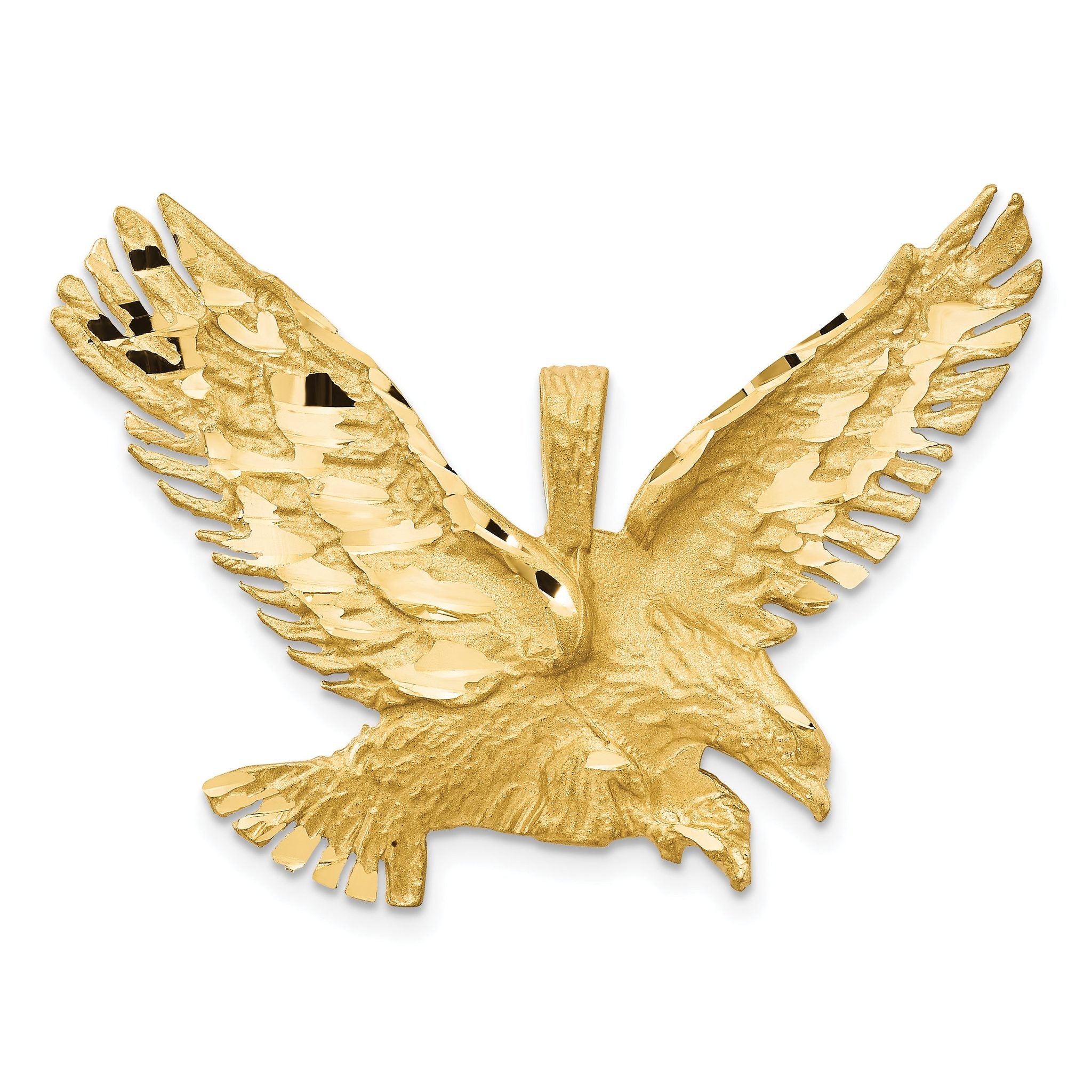 14K Gold Eagle Pendant for Men with Diamond-Cut Brushed Finish Main image