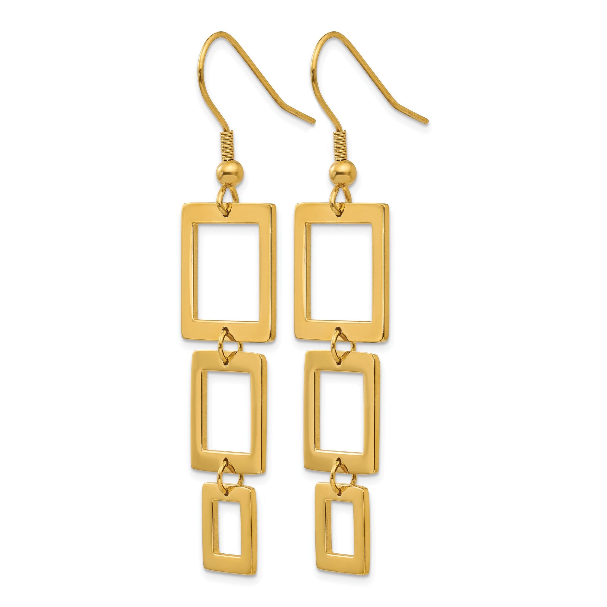 Stainless Steel Gold-Tone Polished Square Drop Dangle Earrings for Women Secondary image
