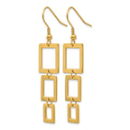 Stainless Steel Gold-Tone Polished Square Drop Dangle Earrings for Women