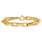14K Polished Fancy Rectangular Link Bracelet