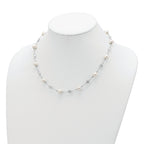 Cheryl 925 Sterling Silver CZ and Pearl Necklace with Polished Rhodium Finish
