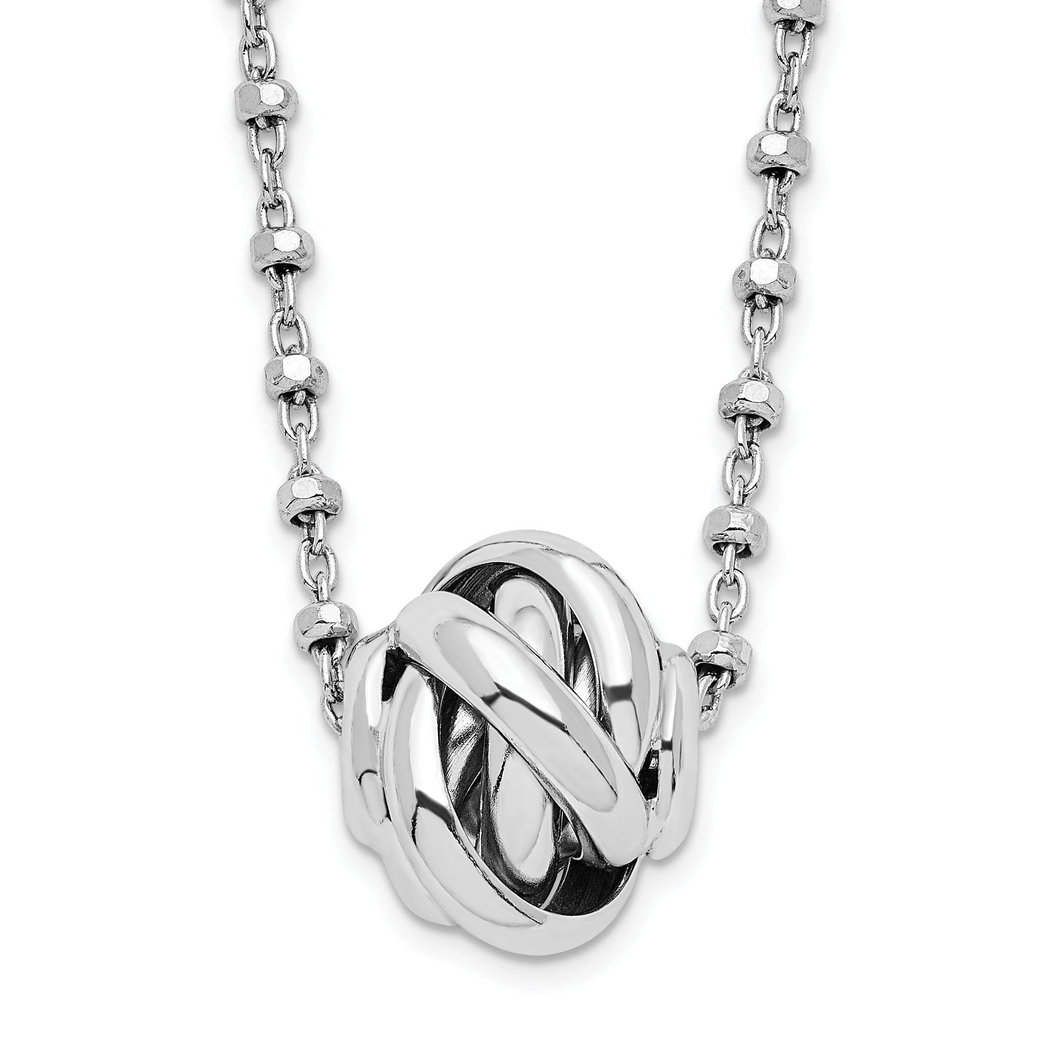 Sterling Silver Rhodium-plated Polished Love Knot D/C Chain Necklace Main image
