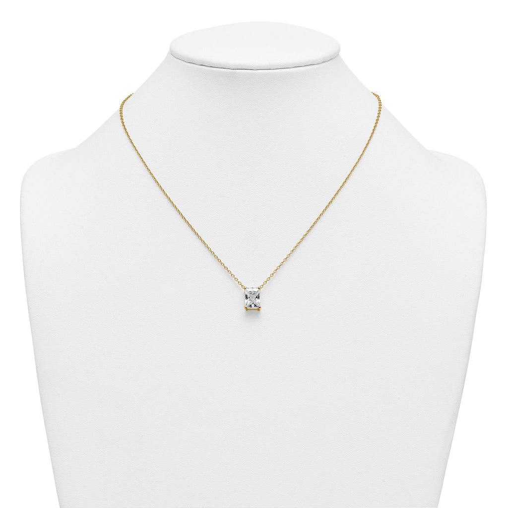14k 3 1/2 carat Certified Lab Grown Diamond VS+ F+ Radiant Complete 18 inch Four Prong Pendant Necklace