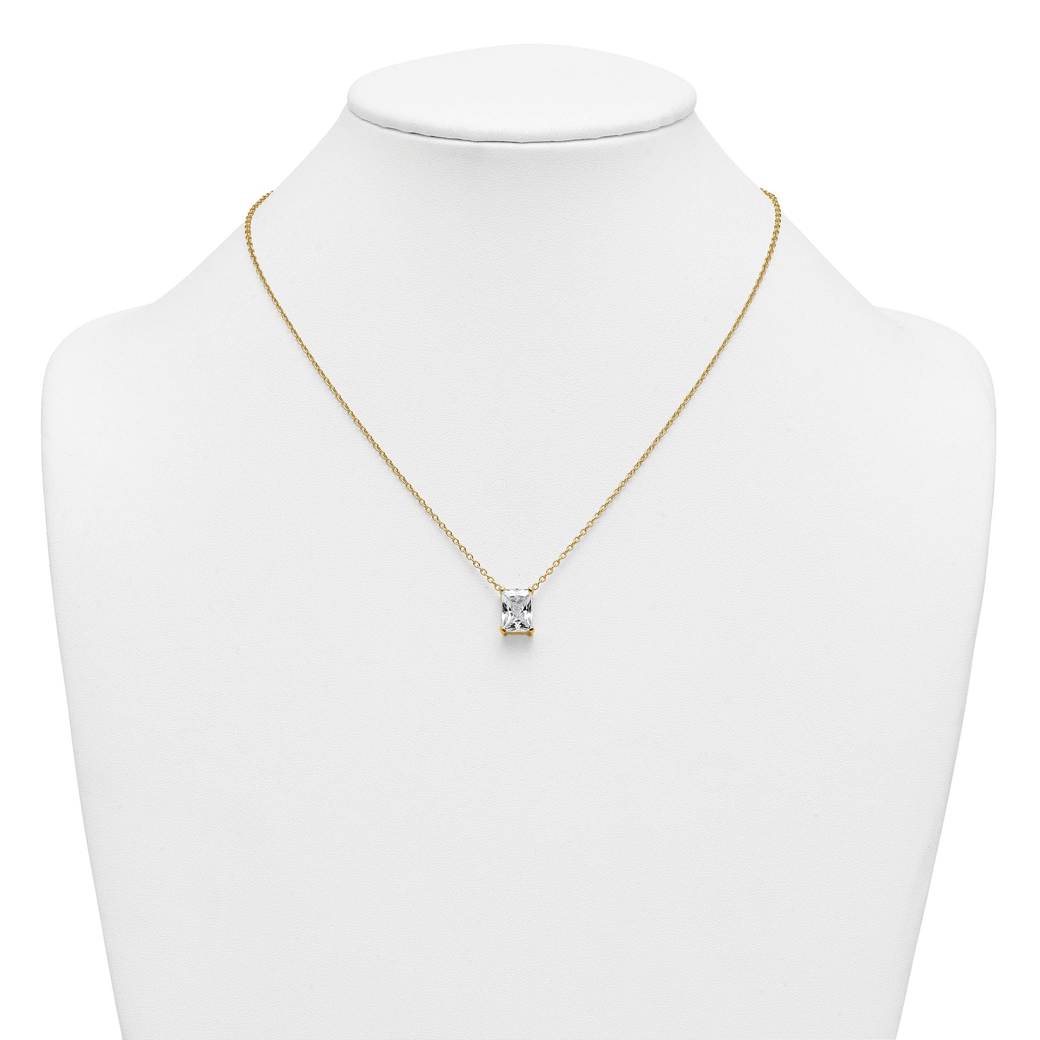 14k 3 1/2 carat Certified Lab Grown Diamond VS+ F+ Radiant Complete 18 inch Four Prong Pendant Necklace
