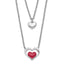 Sterling Silver Rhodium-Platedodium-plate Enamel Heart 2-Strand w/1in Ext Necklace