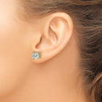 14K Yellow Gold 4 ct Lab-Created Diamond VS/SI+ G+, Cushion-Cut 4-Prong Stud Earrings
