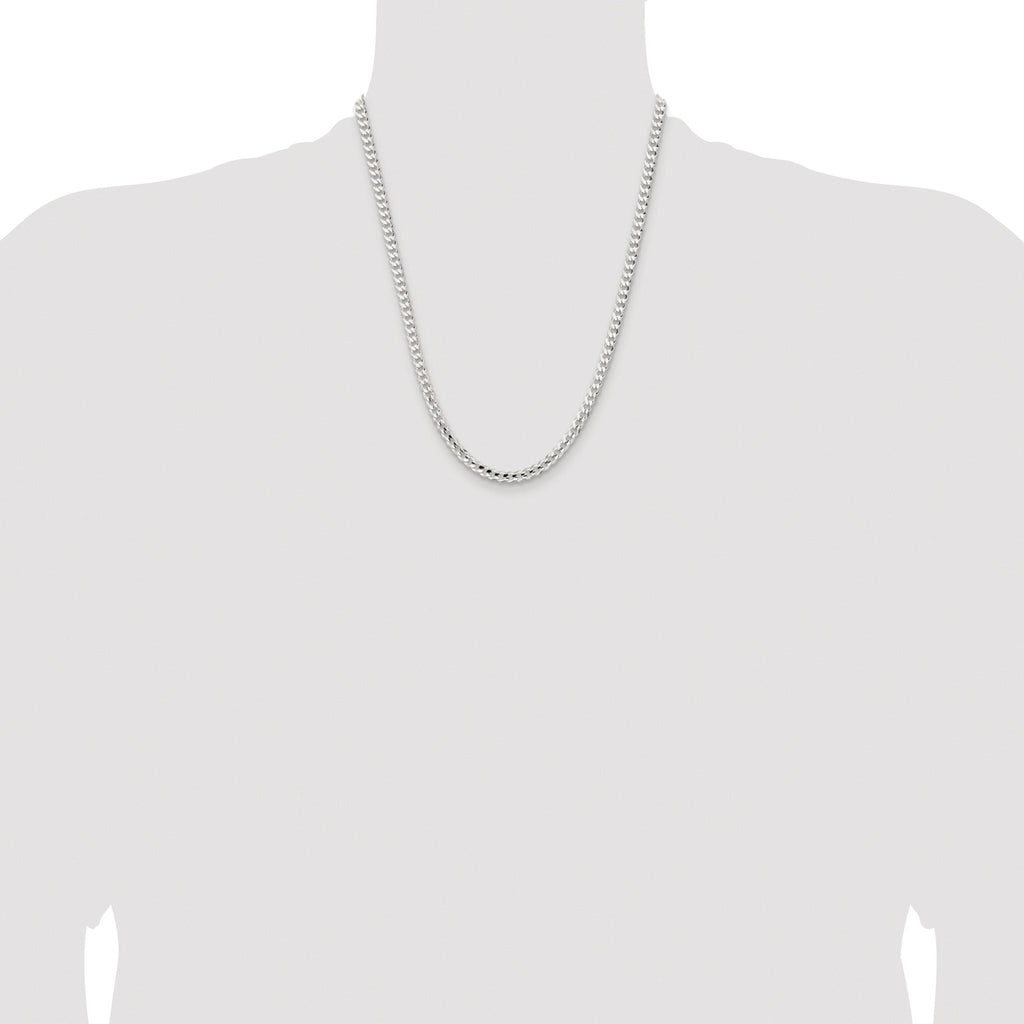 Concave Beveled Curb Chain in Sterling Silver, 4.5mm