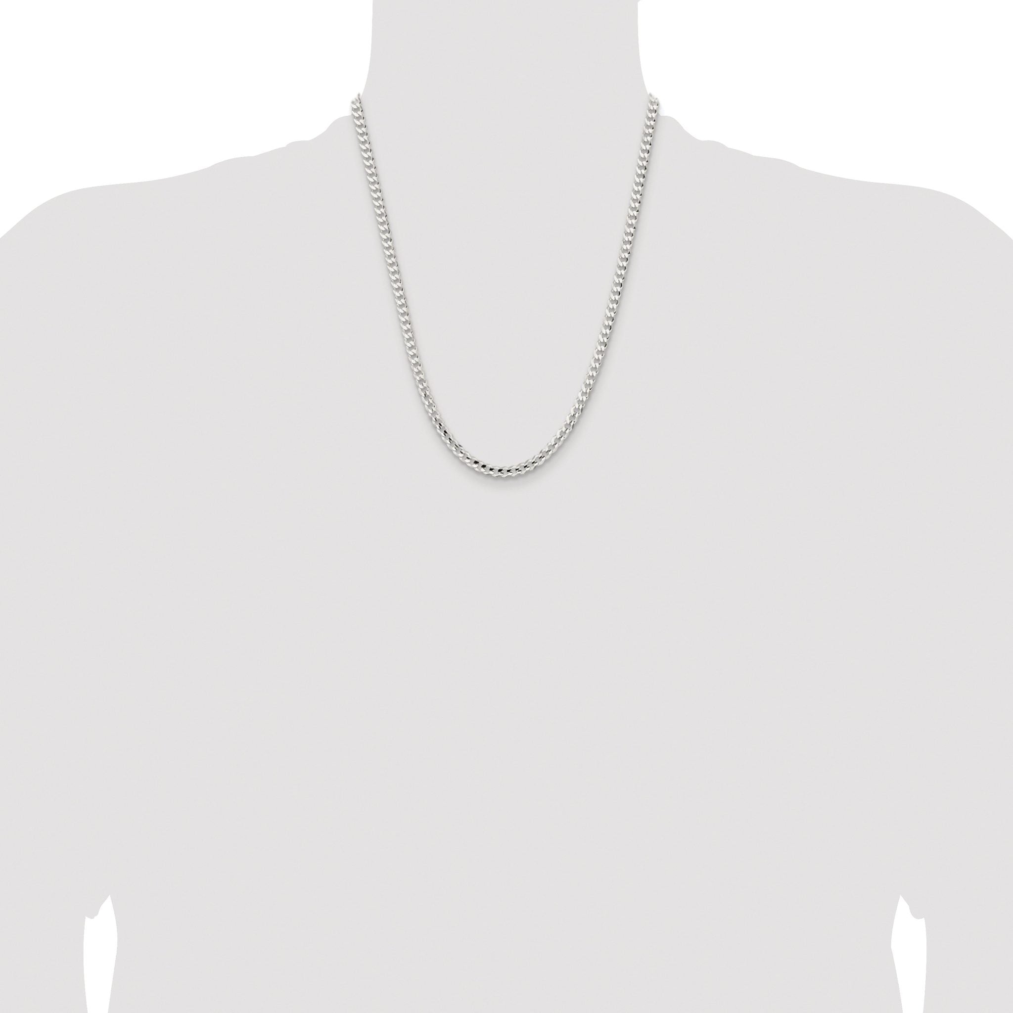 Concave Beveled Curb Chain in Sterling Silver, 4.5mm