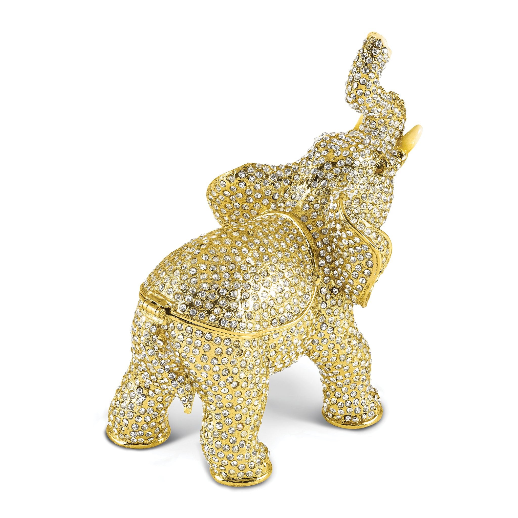 Luxury Giftware by Jere Bejeweled Crystal Gold-tone Enamelled HANNO Gold-tone Elephant Trinket Box and Matching 18 Inch Necklace Secondary image