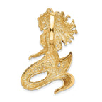 14K Gold Diamond-Cut Mermaid Slide Pendant with Polished & Satin Finish