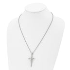 Chisel Stainless Steel Polished Large Crucifix Pendant on a 22 inch Box Chain Necklace
