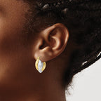 10K Two-Tone Gold Polished Double Hoop Earrings with Twisted Design