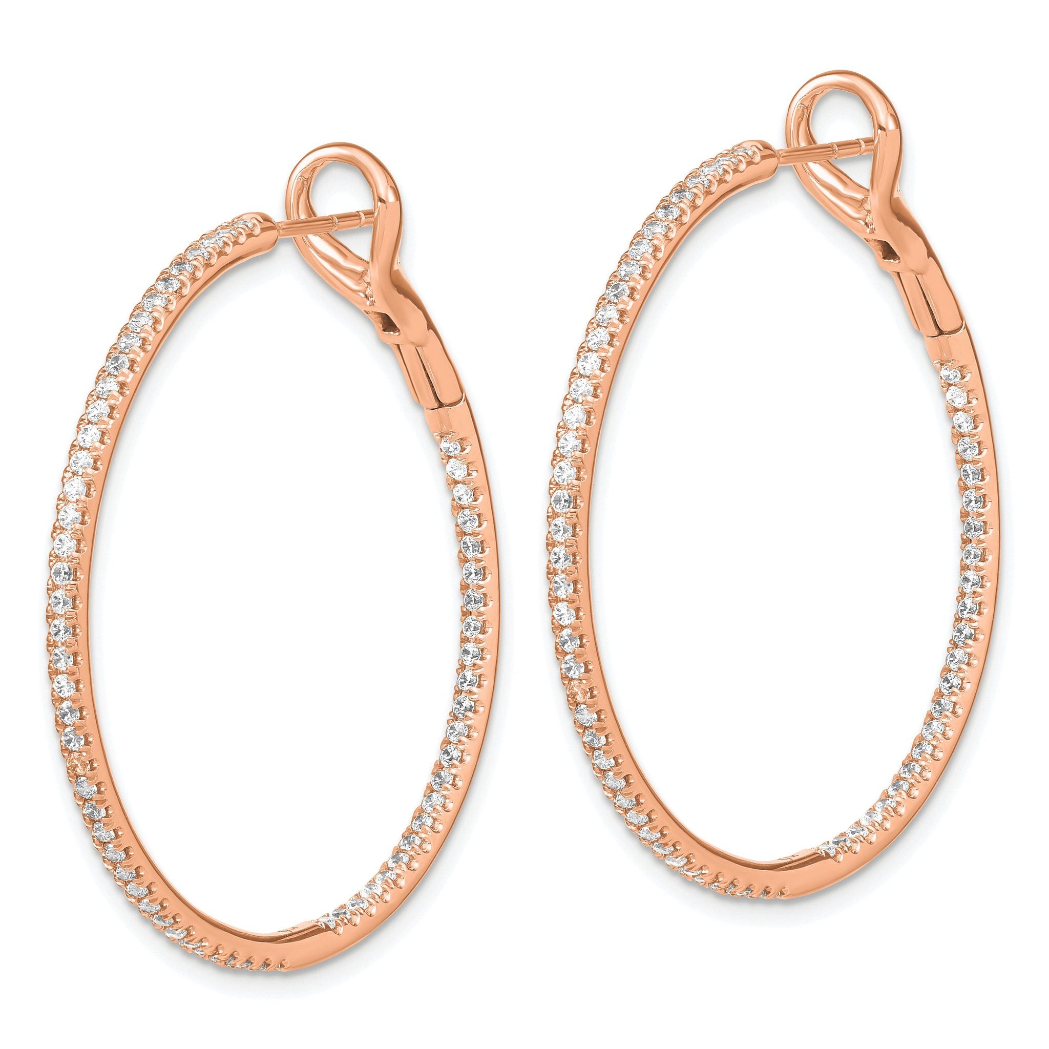14k 1 carat Lab Grown Diamond VS/SI+ G+ Complete In and Out Hoop Earrings Secondary image