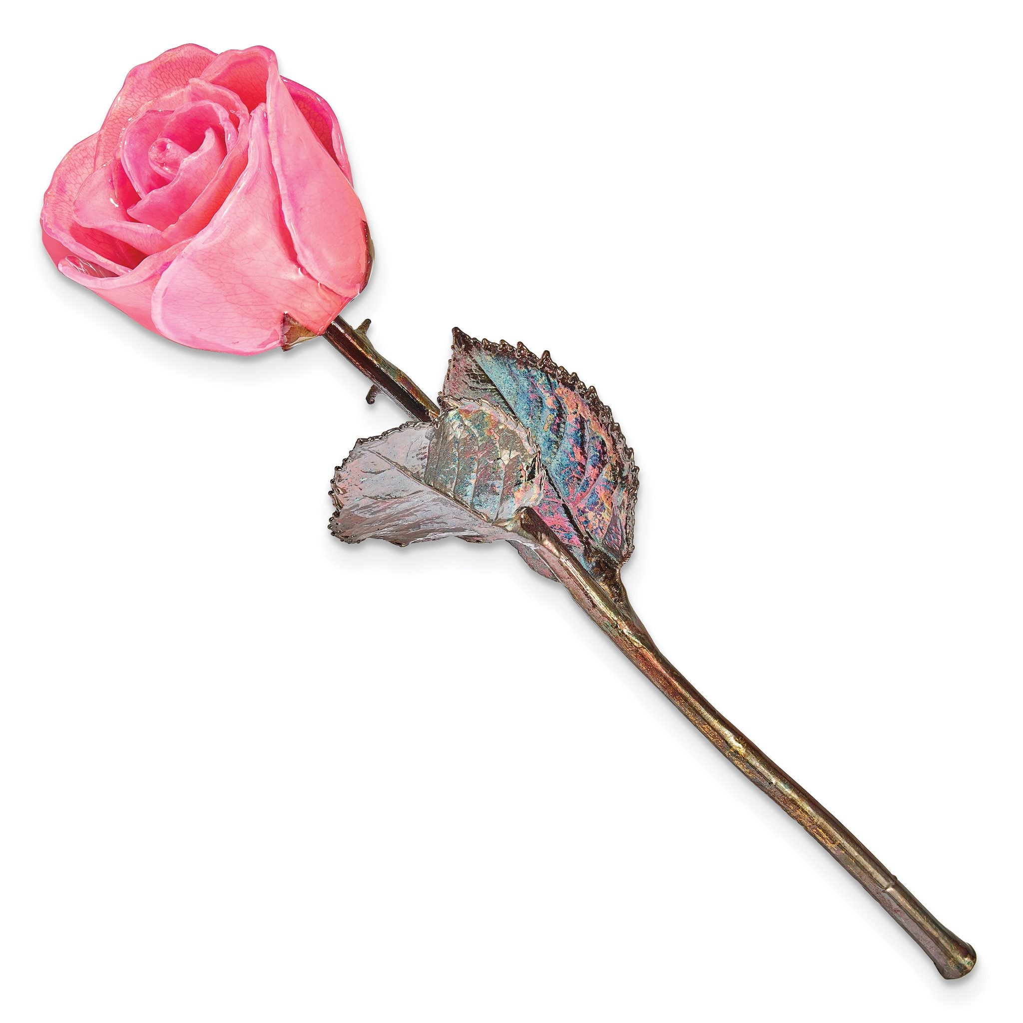 Pink Lacquer Dipped Copper Trimmed Real Rose Secondary image
