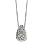 Druzy Agate Pendant Necklace in Stainless Steel