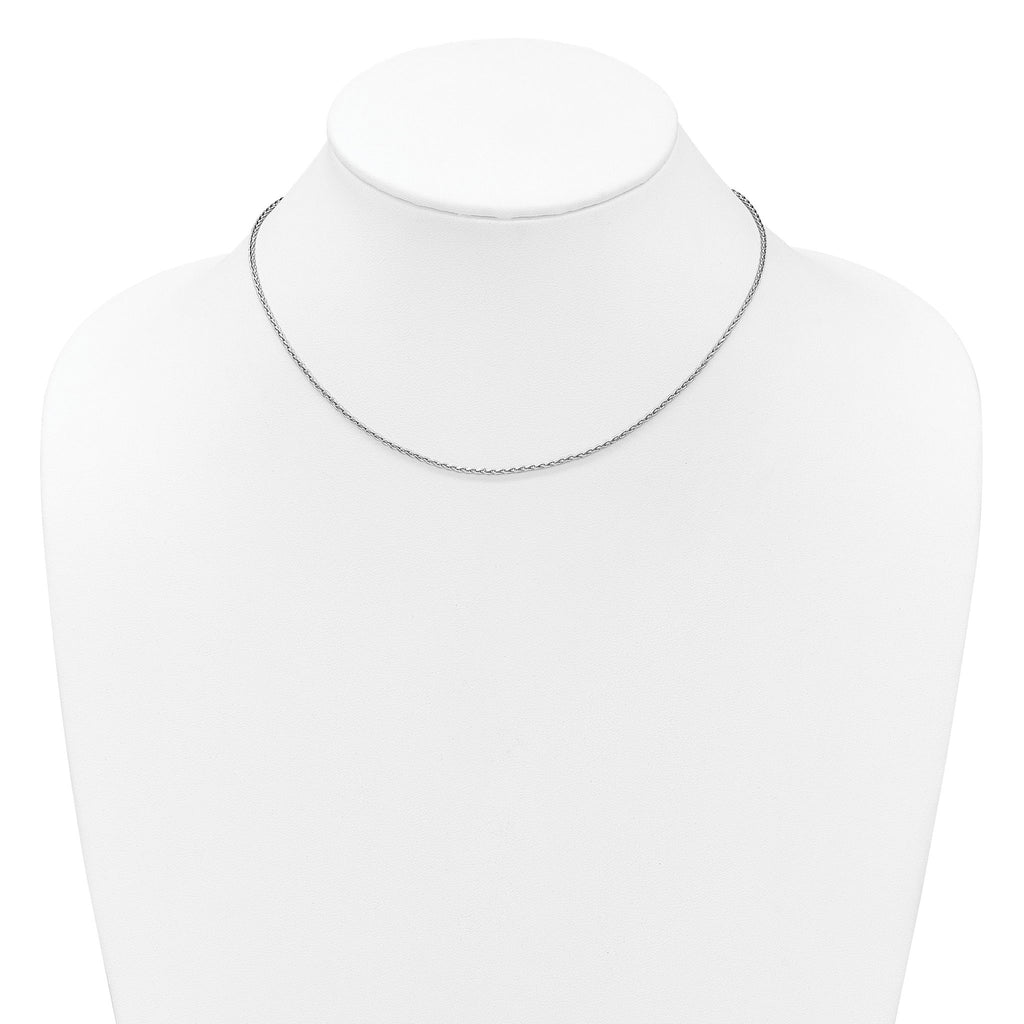 Sterling Silver RH-plt 1.6mm D/C Spiga 1in+1in Adjustable Chain