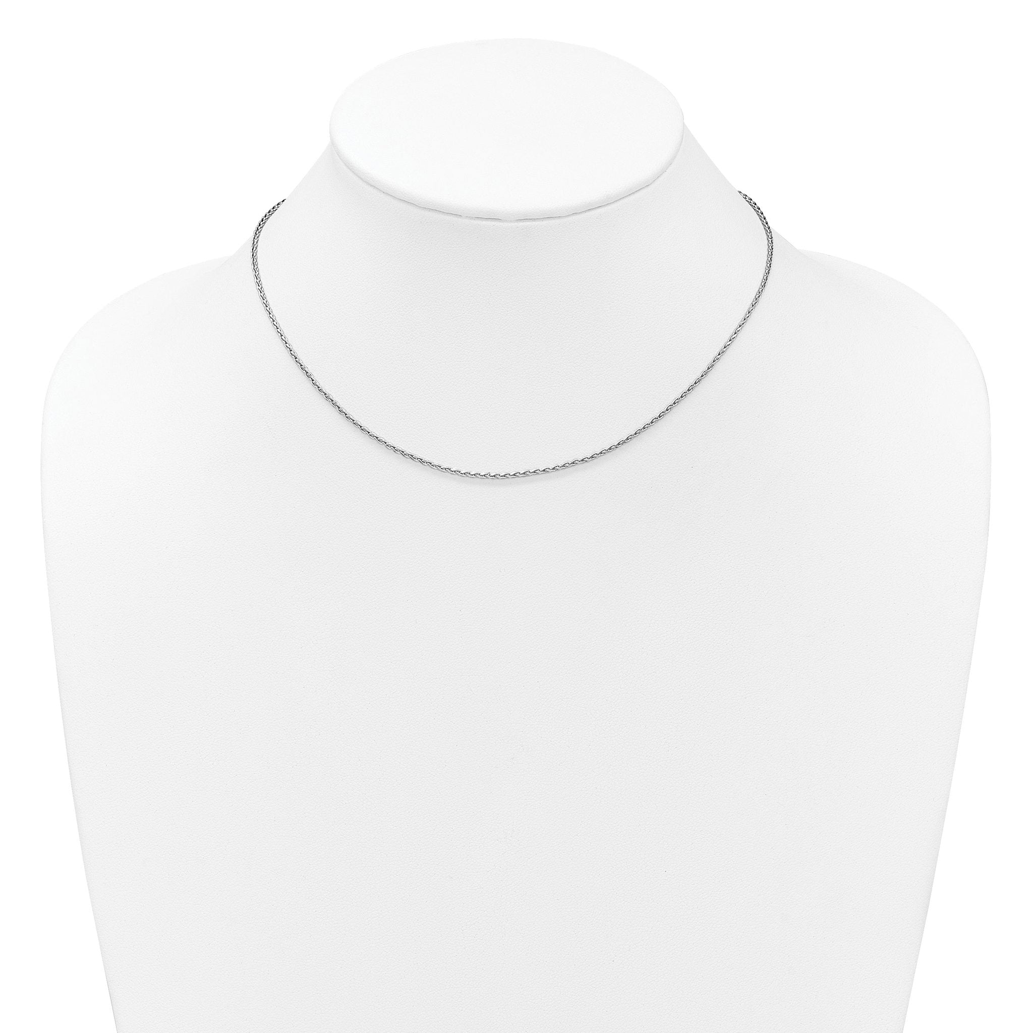 Sterling Silver RH-plt 1.6mm D/C Spiga 1in+1in Adjustable Chain