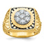 10k Two-tone with Black Enamel Men's Polished Textured and Diamond-cut 1 Carat A Quality Diamond Stars and Stripes Round Cluster Ring