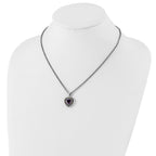 Sterling Silver & 14K Gold Amethyst Heart Necklace Vintage Inspired Elegance