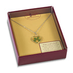 Silver Trim Real Four Leaf Clover in Heart 20 inch Silver-plated Chain Necklace