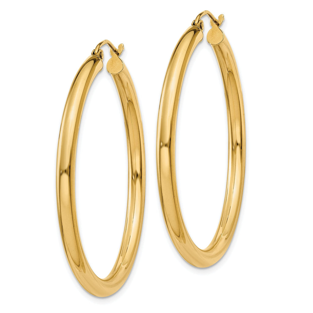 10K Gold Polished Hoop Earrings with Wire Closure 3mm Classic