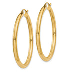 10K Gold Polished Hoop Earrings with Wire Closure 3mm Classic
