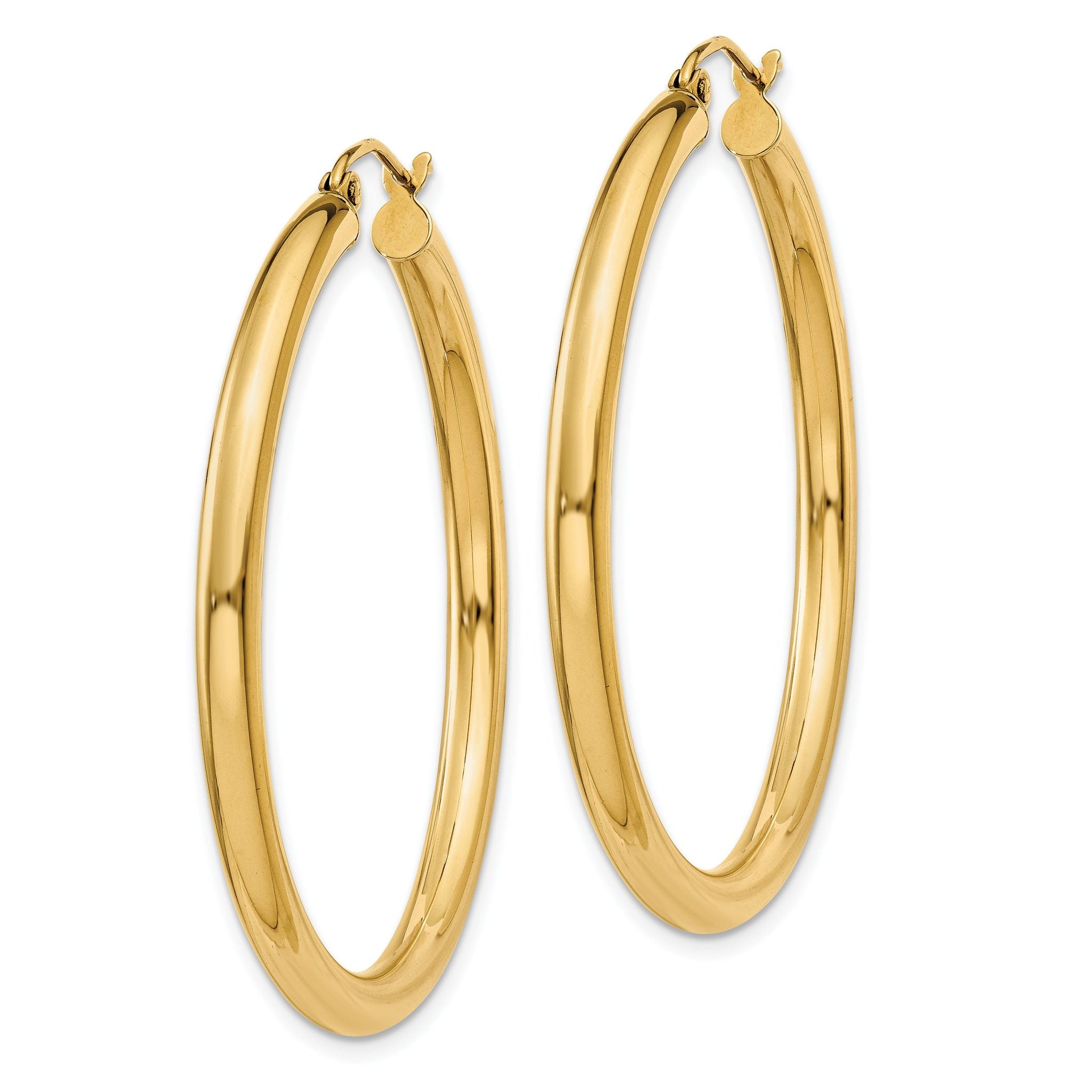 10K Gold Polished Hoop Earrings with Wire Closure 3mm Classic