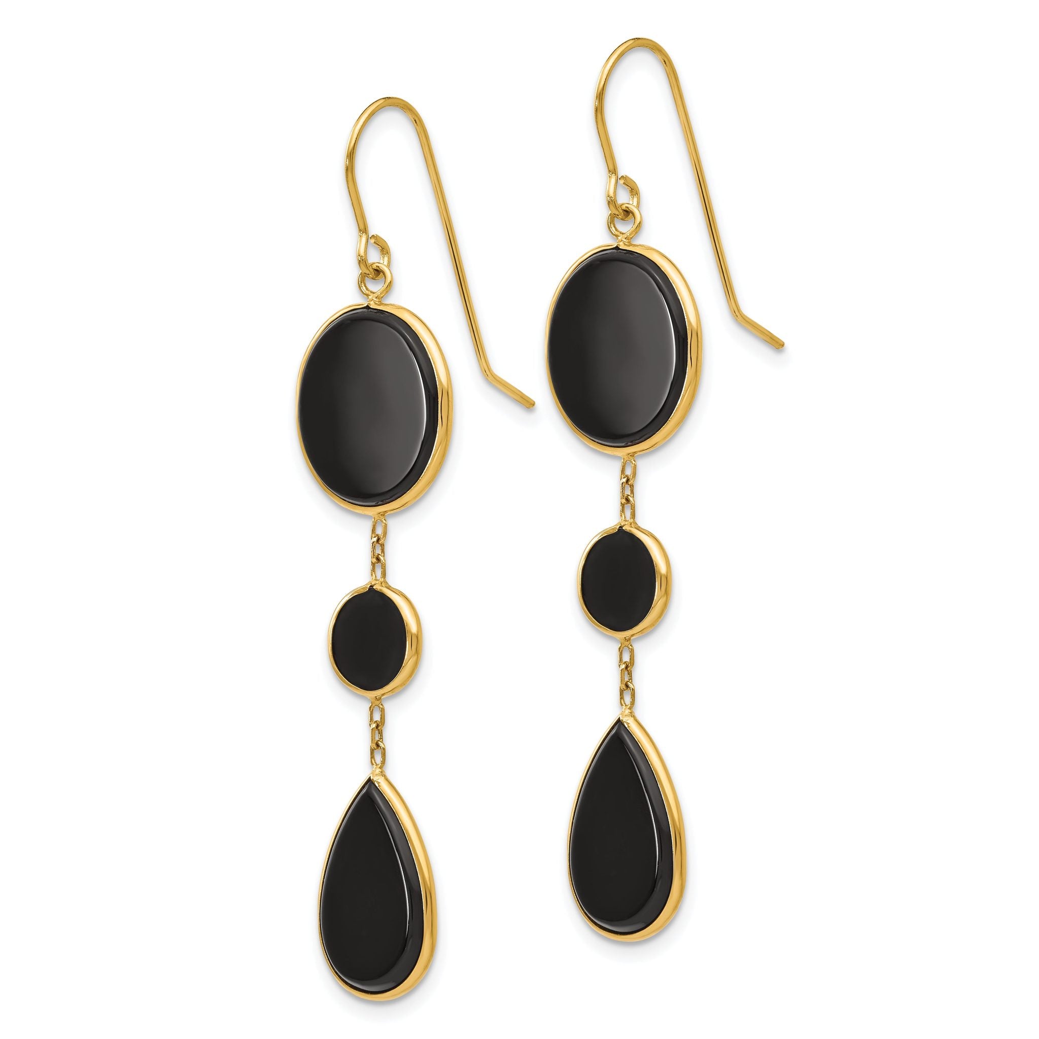 14k Onyx Geometric Dangle Earrings Secondary image