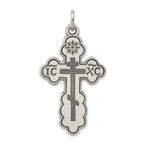 Sterling Silver 925 Orthodox Cross Pendant with Polished Antique Finish